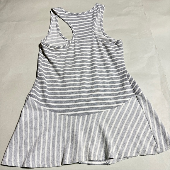 Gray & White Striped Racerback Flare Tank Top – Size S – Made in USA - Picture 2 of 5